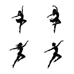 Dancing woman silhouette vector icon black color and white background