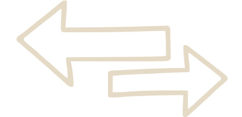 Minimalist Hand-Drawn Left and Right Arrows. Conceptual illustration for exchange, transfer, comparison, or decision-making processes. Simple bidirectional flow symbol isolated on png, transparent ba