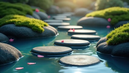 spa stones and flower