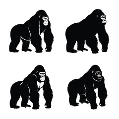Gorilla silhouette vector icon black color and white background © Bemol