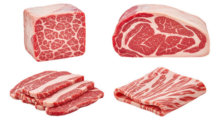 Isolated Assortment of Raw Beef Cuts
