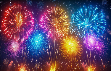 Fototapeta premium Colorful fireworks display lighting up the night sky
