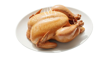 Isolated roasted chicken on plate