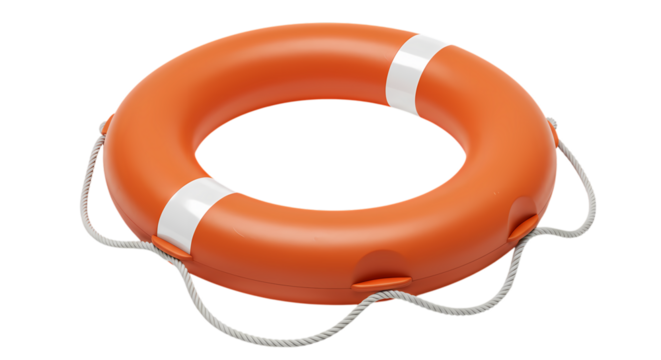 Bright Orange Life Preserver Safety at Sea on transparent background