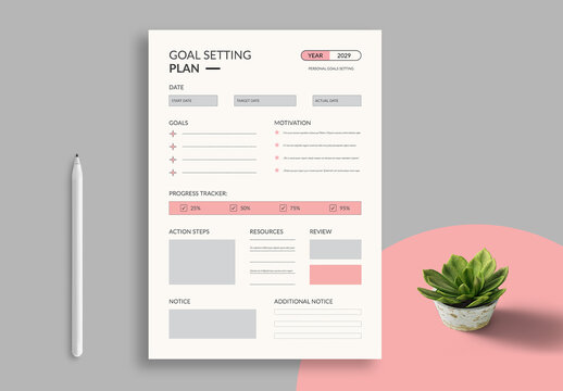 Minimalist Goal Setting Planner Layout