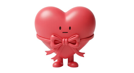 Isolated Cute Heart Character with Bow