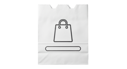 Isolated White Paper Bag with Shopping Icon