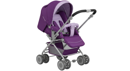 Isolated Purple Baby Stroller