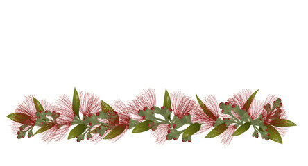 Pohutukawa Flowers garland. New Zealand Christmas Tree