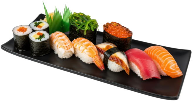 Isolated Sushi Platter with Assorted Rolls - Powered by Adobe