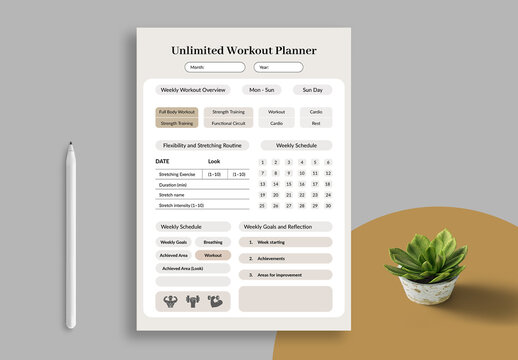 Profeational Workout Guide Planner Template