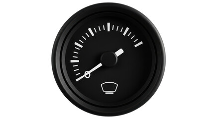 Isolated fuel gauge shows near empty tank level reading, on a neutral setting device