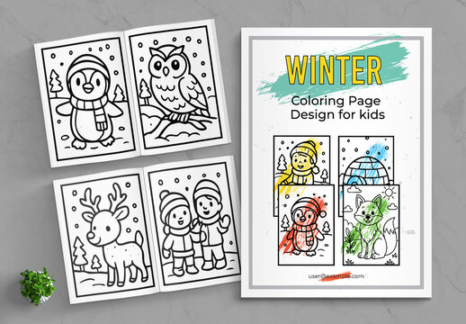 Winter Scenes Coloring Pages For kids