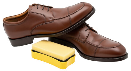 Isolated Brown Leather Shoes with Polish
