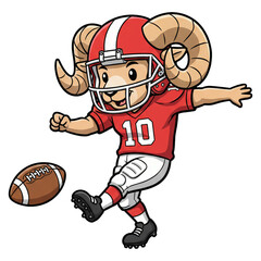 Cartoon Goat Kicking Football for a Field Goal Mascot