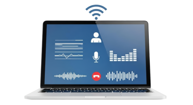 Isolated Laptop with Online Meeting Interface