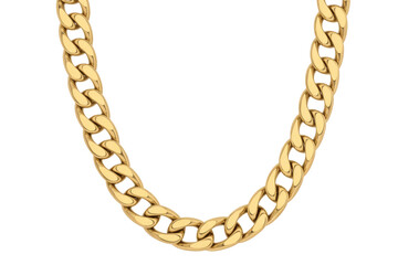Obraz premium Bold statement gold chain necklace shines, adding a touch of luxury and style to any look with its gleaming metal