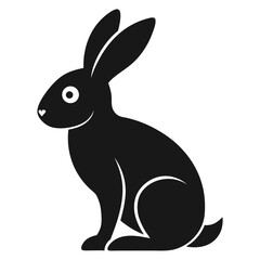 Obraz premium Black Rabbit Silhouette Vector Isolated on White Background