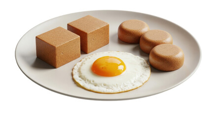 Isolated Breakfast Plate with Egg and Cubes