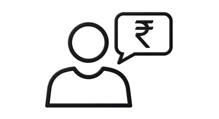 Isolated Rupee Symbol in Speech Bubble