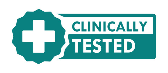 Clinically tested Stamp, Imprint, Seal Template. Clinically tested sign, logo, badge, icon, sticker, label, emblem, stamp, symbol, black, line, flat vector, isolated illustration. © Icon Legend 
