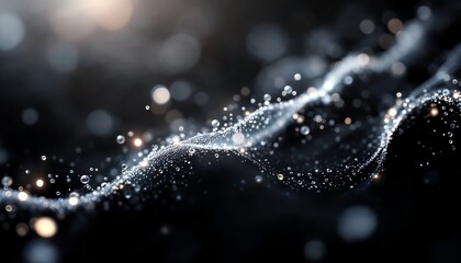 水滴と粒子が織りなす銀色の波