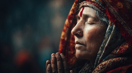Devotion and Wisdom: Portrait of an Elderly Woman in Traditional Attire