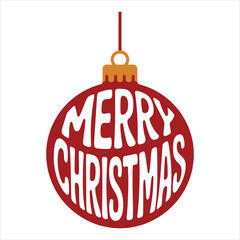 Merry Christmas Ornament Vector Festive Holiday Bauble with Typography Design