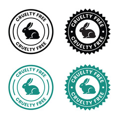 Cruelty free icon. vector set collection of not tested on animals like rabbit symbol. Bunny sign shows no harm to pets from cosmetic ingredients badge. Round web app ui mark stamp of skin care product