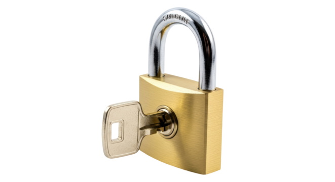 Isolated Padlock with Key