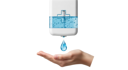 Isolated Hand Sanitizer Dispenser with Hand