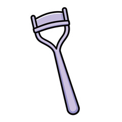 Isolated cartoon illustration of a light purple eyelash curler, a common beauty tool for makeup application.
