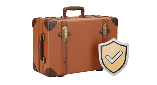Isolated Vintage Suitcase with Shield