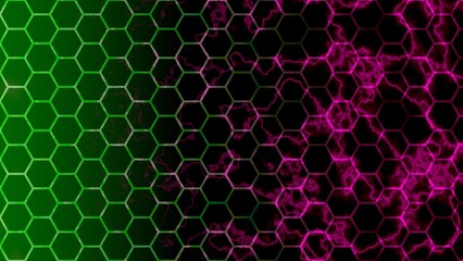 グリーンとパープルのハニカム模様、グラデーション、幾何学模様