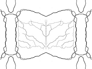 showing aged surface with rough details and distressed appearance in close up view. transparent visible fractures creating abstract damage and pattern, Cracked white wall texture with peeling paint - 