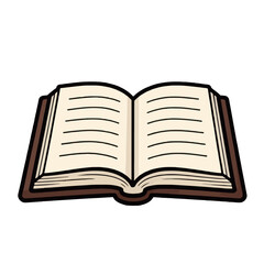 Isolated cartoon illustration of an open book with blank pages, a classic symbol of reading, education, and knowledge.