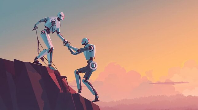 roboter, helfen, hilfe, schaffen, sinnbild, ki, ai, springen, himmel, spa&szlig;, leute, sport, junge, high, aktiv, frau, blau, extravagant, fliege, aktion, cloud, sommer, kind, freiheit, ausserhalb, heranw