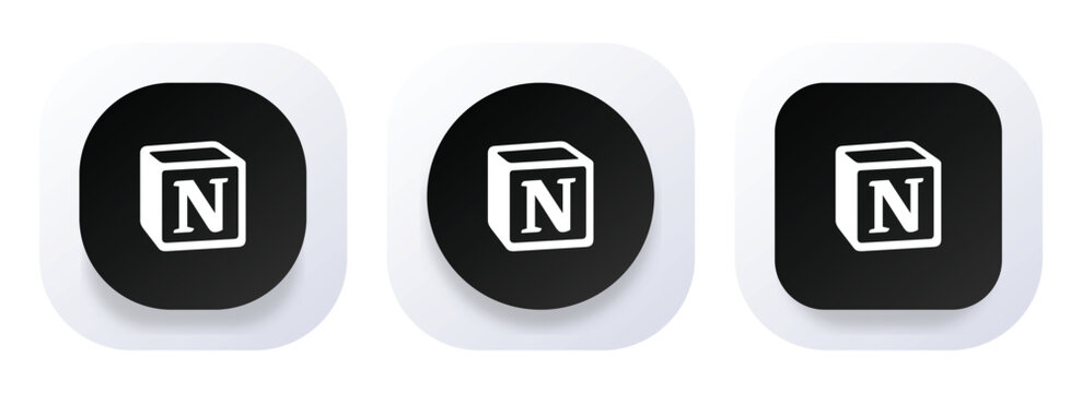 Set of Three Notion Logos in App Icon Style Vector Illustration