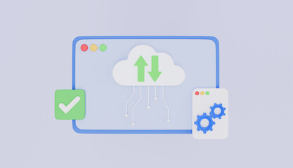 Cloud Transfer on web communication and business concept 3d illustration