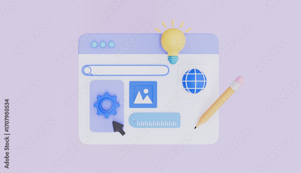 Wall mural web graphic design tools, ui and ux program interface, content creator concept