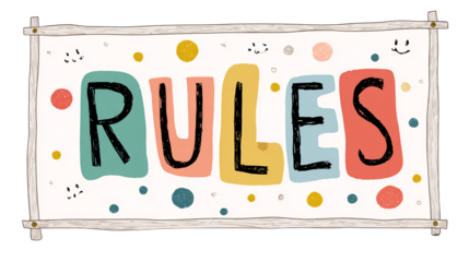 Playful rules typography illustration isolated on transparent background