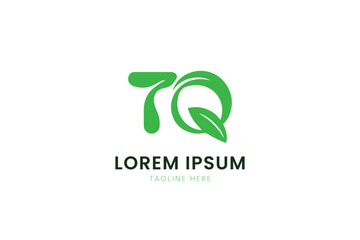 Minimalist green tq logo with leaf element and lorem ipsum placeholder