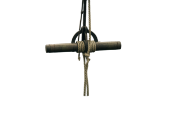 old telescope on white background