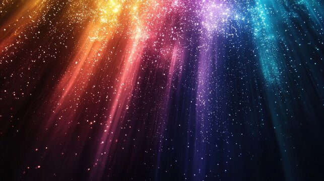 A vibrant cosmic scene featuring colorful asters and celestial bodies against a dark backdrop,
