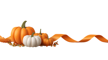 Autumn pumpkin arrangement isolated on transparent background
