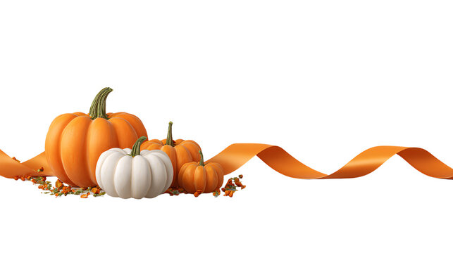 Autumn pumpkin arrangement isolated on transparent background