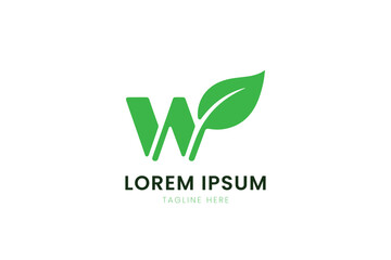 Modern green letter w logo design with leaf element for eco friendly businesses