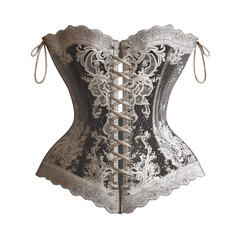 Intricate vintage lace corset isolated on transparent background