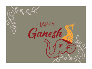 Festive Typography Design with the Words Happy Ganesh