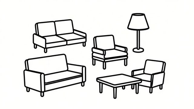 Modern sofa and armchair illustration